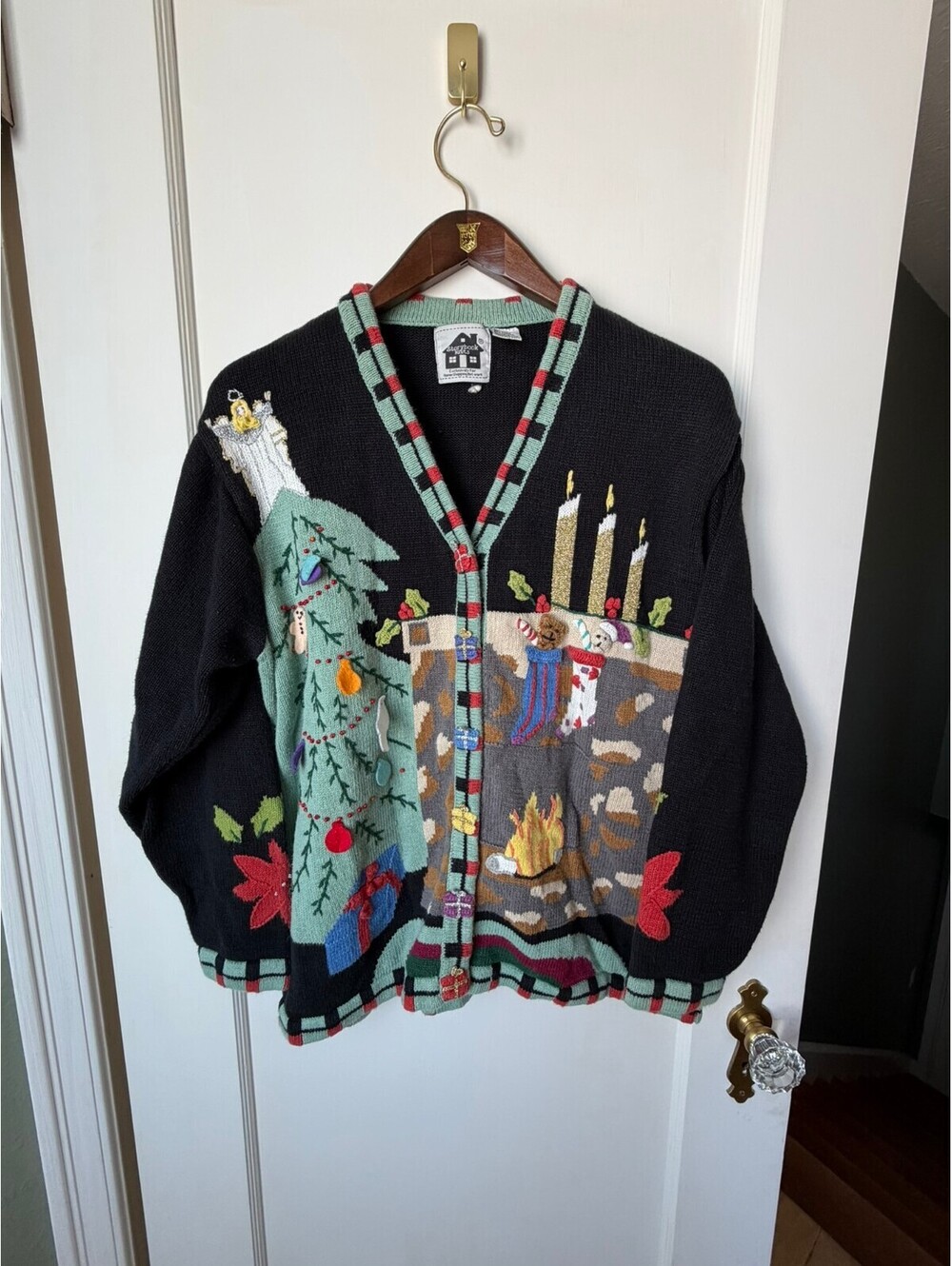 Vintage Storybook Knits Christmas Cardigan 1X Holiday Sweater